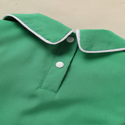 Baby Boy St. Patrick's Day Polo Romper – Green Lapel Short Sleeve Clover Print Playsuit – Lucky Charm Button-Down Bodysuit