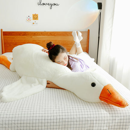 Giant Big White Goose Plush Pillow – Ultra Soft Long Body Hugging Pillow – Cute Stuffed Swan Toy for Sleeping & Home Decor