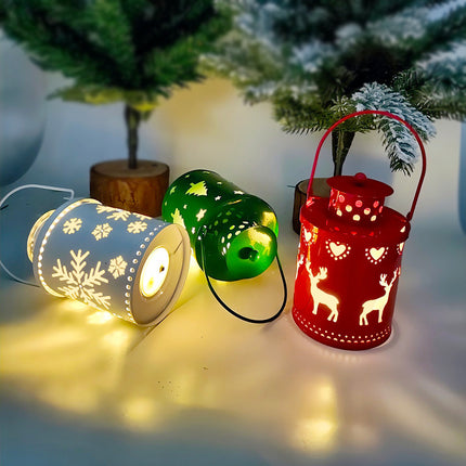 Christmas LED Lantern Lights – Nordic Style Decorative Wind Lamp with Electronic Candle – Realistic Flickering Flame Xmas Ornaments