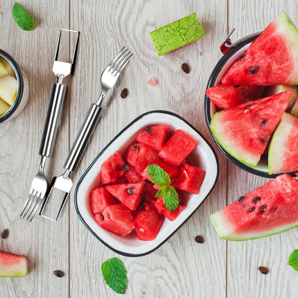 Multi-Pack Watermelon Cutter & Server – 2-in-1 Stainless Steel Fruit Fork & Slicer Tools for Picnics & BBQ