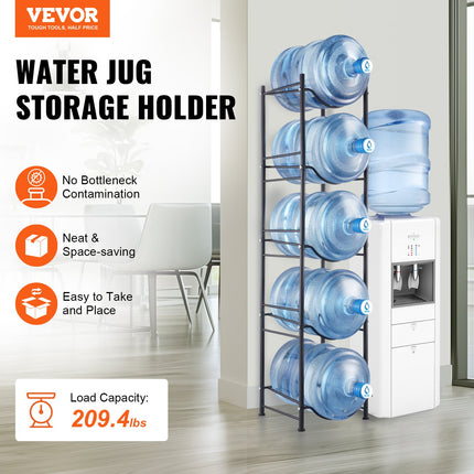 5-Tier Water Jug Holder Rack – Heavy-Duty 5-Gallon Water Bottle Organizer for Home, Office & Kitchen