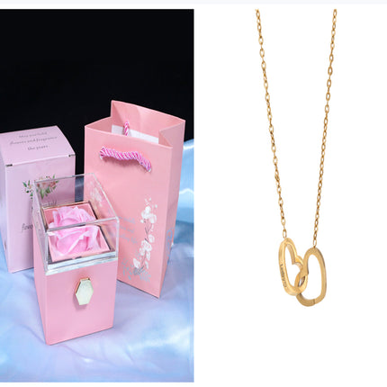 Creative Rotating Rose Jewelry Box – Eternal Soap Flower Gift Box for Necklace & Rings – Enchanted Spinning Rose Surprise for Valentine’s Day