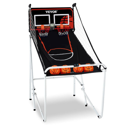 Foldable Dual Shot Basketball Arcade Game – 2-Player Indoor Basketball Hoop Set with LCD Electronic Scoreboard & 8 Game Modes – Includes 4 Balls