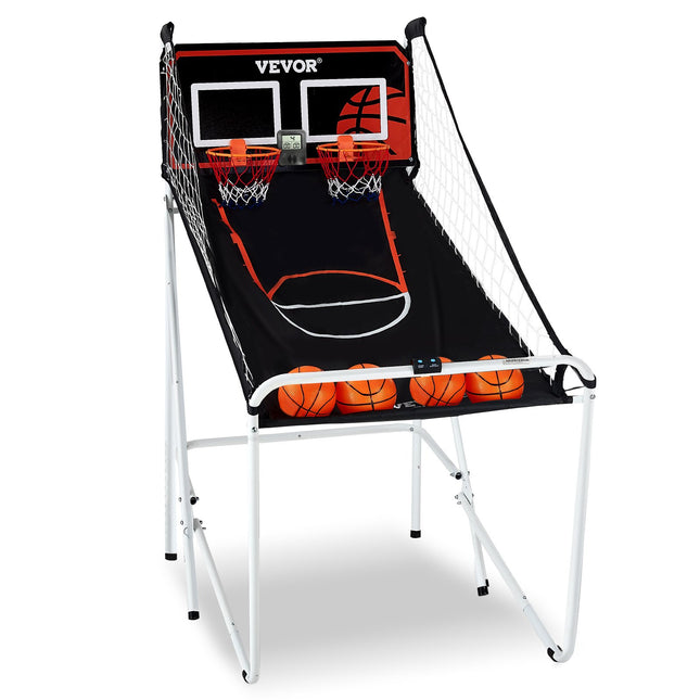 Foldable Dual Shot Basketball Arcade Game – 2-Player Indoor Basketball Hoop Set with LCD Electronic Scoreboard & 8 Game Modes – Includes 4 Balls