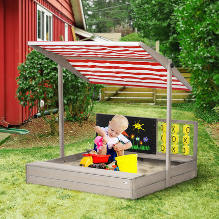 Kids Wooden Sandbox with Cover and Bench Seats – Outdoor Children’s Sand Pit with Foldable Lid – Weather-Resistant Backyard Play Center