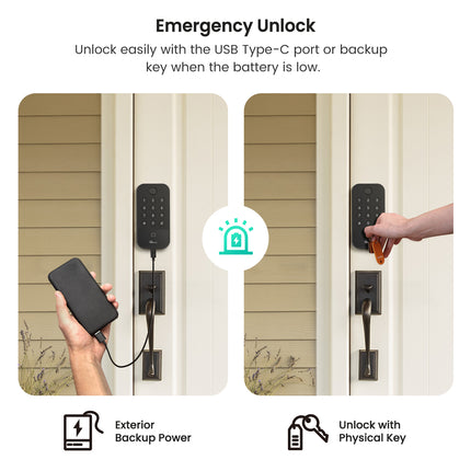 Smart WiFi & Bluetooth Door Lock – 5-in-1 Keyless Entry with Fingerprint, Keypad Code, App Control & Mechanical Keys – Auto-Lock Security, Black