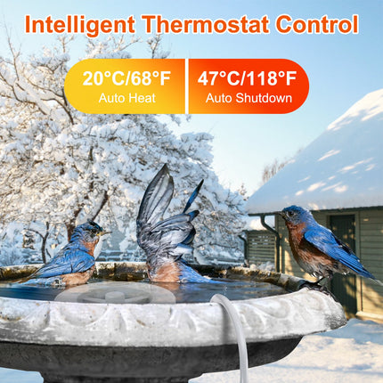 70W Bird Bath Heater for Outdoors Winter – Thermostatically Controlled Bird Bath De-icer – Waterproof Aluminum Alloy Water Heater with Auto Shut-off