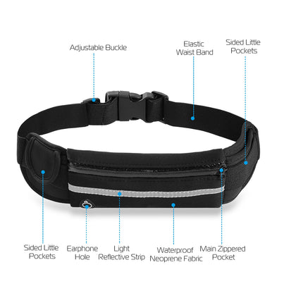 Ultra-Slim Elastic Running Belt – Waterproof Sports Waist Pack – Bounce-Free Fitness Pouch for Phones, Keys & Cash