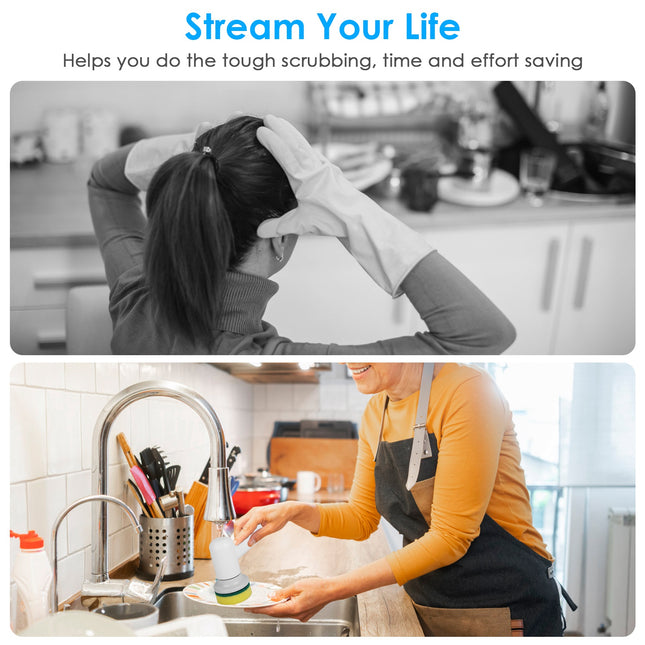Electric Handheld Spin Scrubber – Cordless Cleaning Brush with 2 Rotating Speeds – 3 Replaceable Heads for Kitchen, Bathroom, Tile & Sink