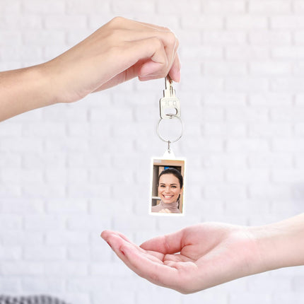 50 Pack Transparent Acrylic Photo Keychains – Blank Insert Keyrings for DIY Personalization – Durable Clear Picture Frames for Gifts & Crafts