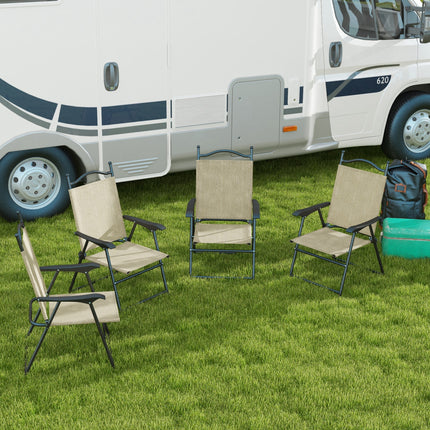 4-Piece Folding Patio Camping Chair Set – Portable Outdoor Seating for Family & Groups – Heavy Duty Steel Frame with Carry Bags