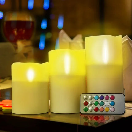 3pcs Flameless LED Candles Set with Remote Control – Battery Operated Flickering Votive Candles – Timer Function & Realistic Flame Effect for Home Decor