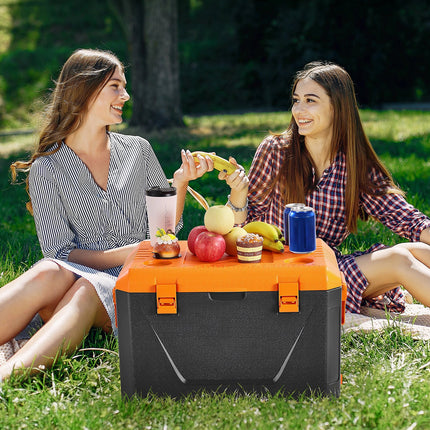 63 QT Insulated Hard Cooler – 90-Can Large Capacity Ice Chest – Heavy-Duty Outdoor Cooler with Integrated Cup Holders – Blue/White