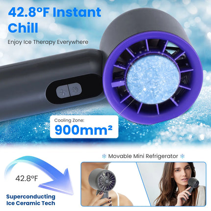Handheld Turbo Fan with Ice Cooling Plate – 100-Speed Stepless Adjustment – 3000mAh Rechargeable Portable Fan with LCD Display – White