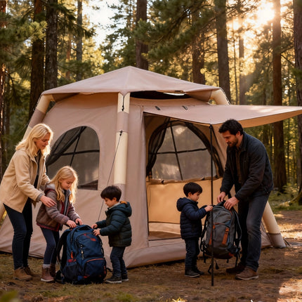 Luxury Inflatable Camping Tent – 2-4 Person Glamping Air Tent – Waterproof & Windproof Oxford Fabric Hut with Quick Inflation Technology