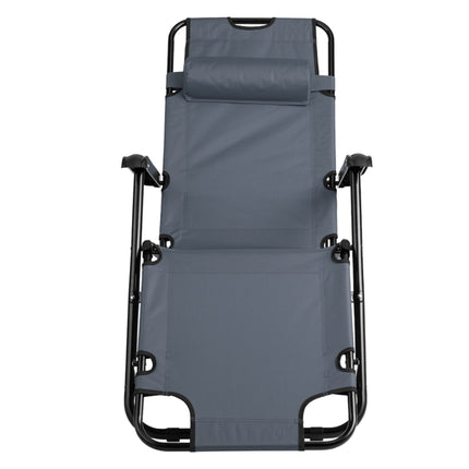 Portable Dual-Purpose Reclining Chair – 2-in-1 Folding Camping Chair with Extendable Footrest – Adjustable Lounge Chair for Outdoor & Patio – Gray