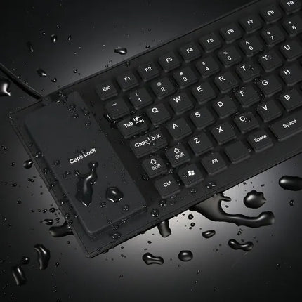 Waterproof Flexible Silicone Keyboard – Foldable & Roll-Up USB Wired Keyboard – Dustproof & Silent Full-Size Soft Keyboard for PC, Laptop & Industrial Use