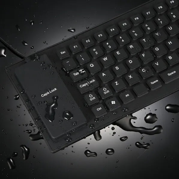 Waterproof Flexible Silicone Keyboard – Foldable & Roll-Up USB Wired Keyboard – Dustproof & Silent Full-Size Soft Keyboard for PC, Laptop & Industrial Use