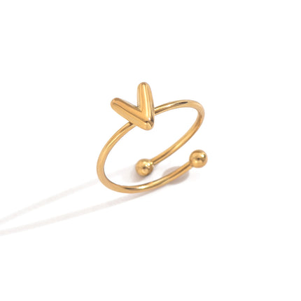 18K Gold Plated Initial Rings for Women – Adjustable Stainless Steel Letter A-Z Ring – Personalized Minimalist Jewelry – Waterproof & Tarnish-Free