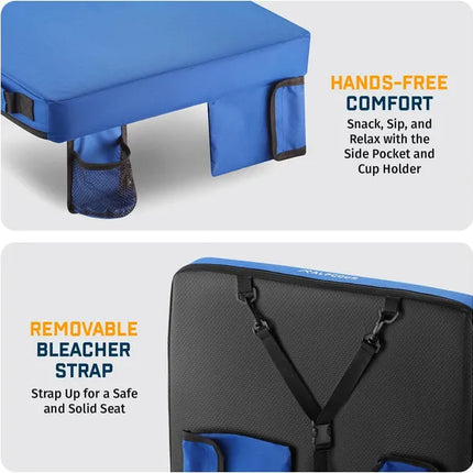 Extra Thick Portable Stadium Seat Cushion – 21-Inch Wide Bleacher Pad with Storage Pocket for Sports Games & Outdoor Events
