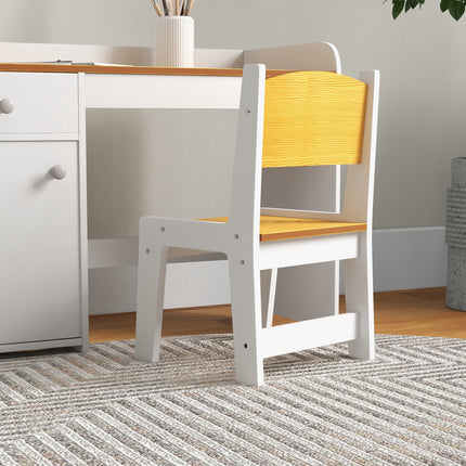 Kids' Study Desk and Chair Set with Built-in Bookshelf – Children's Writing Table with Storage Drawers – Ergonomic Student Workstation, White