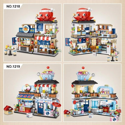 4-Pack Japanese Street View Building Set – 2969 Pcs Modular Building Blocks – Realistic Japan Architecture Model Kit – Creative Gift for Kids & Adults