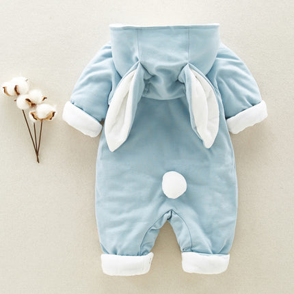 Baby Winter Chinchilla Hooded Romper – Thickened Cotton-Padded Fleece Onesie – Warm Newborn Snowsuit & Climbing Clothes