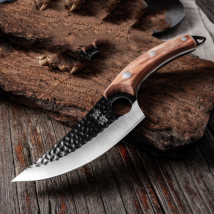 Hand-Forged Boning Knife – High Carbon Steel Butcher Knife for Meat Cleaving – Full Tang Kitchen & Outdoor Camping Knife