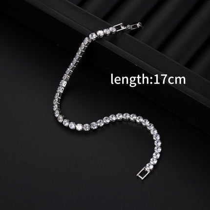 Luxury Sparkling Zircon Bracelet – Unisex Tennis Style Wristband – Detachable Extender Chain for Perfect Fit – Elegant Gift for Daily Wear & Holidays