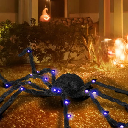 Giant Light-Up Halloween Spider Prop – Oversized Bendable Purple LED Legs for Spooky Yard & Haunted House Decor