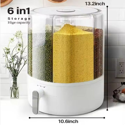 Large Airtight Rice Storage Container – One-Touch Dispenser with Measuring Cup – Moisture-Proof Cereal & Grain Bin