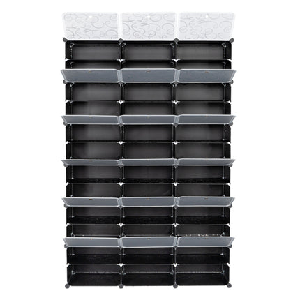 36-Compartment Modular Shoe Storage Cabinet – 12-Tier Extra Large Shoe Box Organizer with Dustproof Doors – Stackable Plastic Shoe Rack for 36+ Pairs