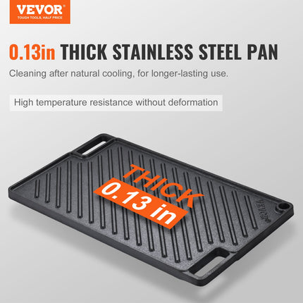 Heavy-Duty Cast Iron Griddle for Gas Stove & BBQ – Large Rectangular Non-Stick Double Play Pan – Perfect for Steaks & Pancakes