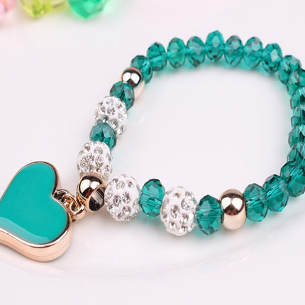 Sparkling Crystal Heart Elastic Bracelet – Radiant Silver-Plated Bangle – Stretch Jewelry Gift for Women