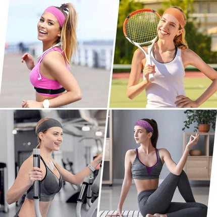 5-Pack Unisex Sports Headbands – Moisture Wicking Workout Sweatbands for Men & Women – Non-Slip Elastic Hair Band for Running, Gym & Yoga