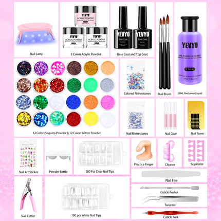 Ultimate 50-in-1 Nail Art Collection – Professional UV Light, Acrylic Powders & 3D Decoration Kit