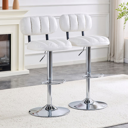 Adjustable Faux Leather Bar Stools with Chrome Base – Swivel Counter Height Chairs for Kitchen Island & Home Bar