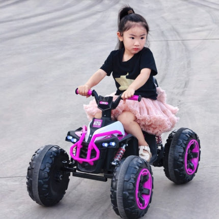 12V Kids Ride-On ATV – 4-Wheeler Electric Quad with Leather Seat & Bluetooth – All-Terrain Toy Car with LED Lights & Suspension – Gift for Boys & Girls