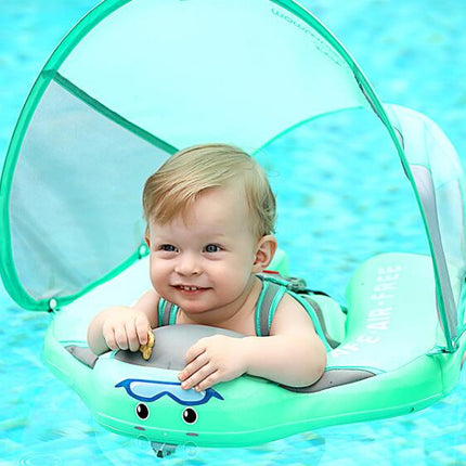 Baby Swimming Float with Sun Canopy – Safety Inflatable Swim Ring – Anti-Flip Design Pool Float for Toddlers & Infants