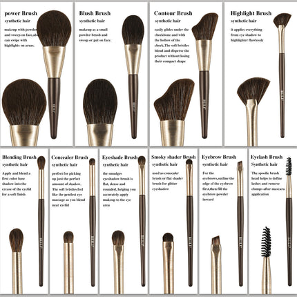 Professional 10pcs Vegan Makeup Brush Set – High-Density Contour & Blush Brushes