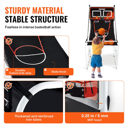 Foldable Dual Shot Basketball Arcade Game – 2-Player Indoor Basketball Hoop Set with LCD Electronic Scoreboard & 8 Game Modes – Includes 4 Balls