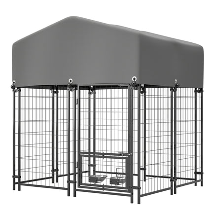 Compact Outdoor Dog Kennel with Roof – Heavy Duty Welded Wire Pet Crate – All-Weather UV-Resistant Enclosure for Small & Medium Dogs