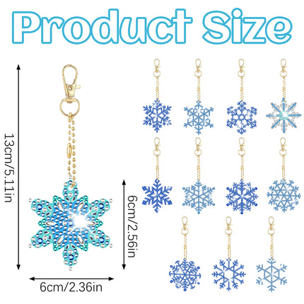 12 Packs Snowflake Diamond Painting Keychain Kits – DIY Sparkling Rhinestone Arts & Crafts – Winter Theme Keyring Making Set for Kids & Adults