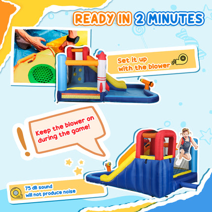 5-in-1 Inflatable Bounce House with Water Slide & 550W Blower – Splash Pool, Climbing Wall & Water Cannon – Outdoor Backyard Play Center
