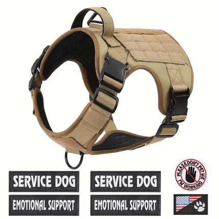 Tactical Dog Harness with Metal Buckles – Heavy Duty Service Dog Vest – Adjustable Reflective Training Harness with Control Handle