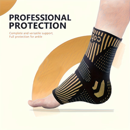 Copper-Infused Ankle Support Sleeves – Compression Socks for Arch & Heel Stabilization – Moisture-Wicking Foot Sleeve for Recovery, Pain Relief & Sports