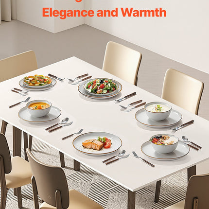 Pure White 18-Pcs Porcelain Dining Collection – Service for 6 – Chip-Resistant, Microwave & Dishwasher Safe