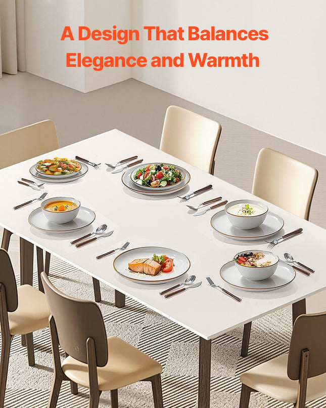 Pure White 18-Pcs Porcelain Dining Collection – Service for 6 – Chip-Resistant, Microwave & Dishwasher Safe