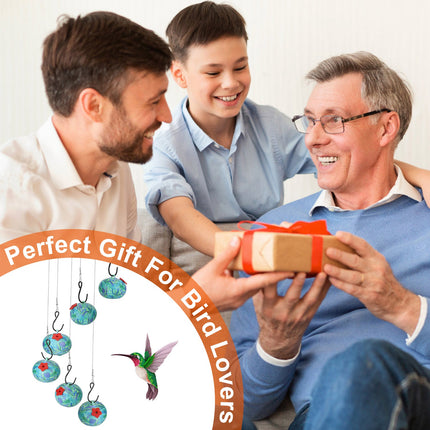 2-in-1 Wind Chime Hummingbird Feeder – Hanging Outdoor Bird Feeder with Bee and Ant Guard – Decorative Garden & Patio Art