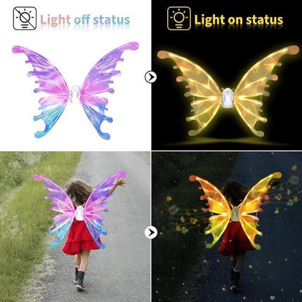 Dream Wings Electric Fairy Wings for Girls – Moving Butterfly Wings with LED Lights & Gradient Ribbons – Magical Glow Wings for Costume Parties & Play